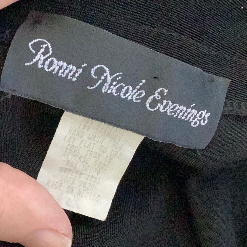 Vintage Ronni Nicole Evenings Sz L Black & Gold Metallic 2-Piece Jacket & Shell - Picture 7 of 8